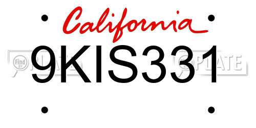 9KIS331 California License Plate