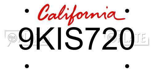 9KIS720 California License Plate