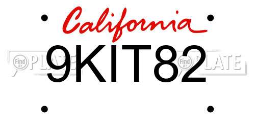 9KIT82 California License Plate
