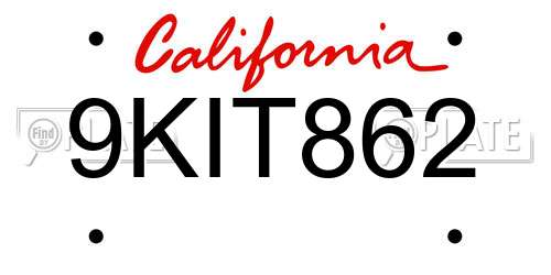 9KIT862 California License Plate