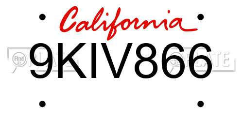 9KIV866 California License Plate