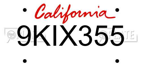 9KIX355 California License Plate