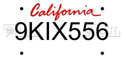 9KIX556 California License Plate