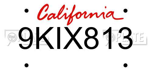9KIX813 California License Plate