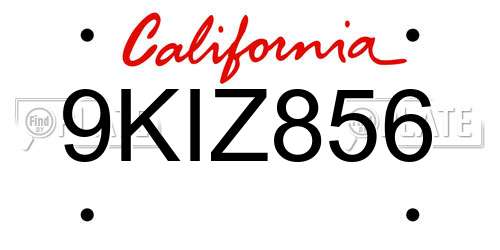 9KIZ856 California License Plate
