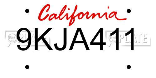 9KJA411 California License Plate