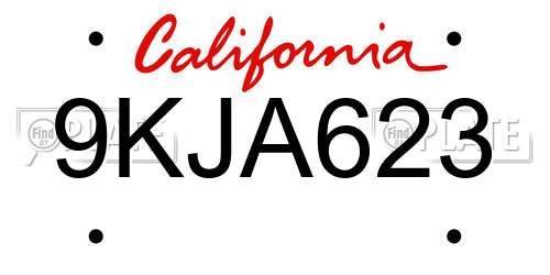 9KJA623 California License Plate