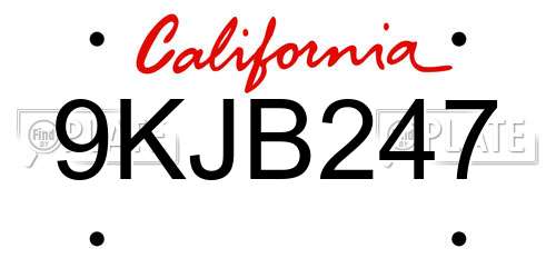 9KJB247 California License Plate
