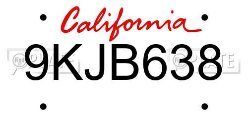9KJB638 California License Plate