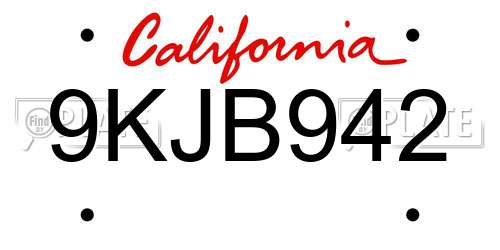 9KJB942 California License Plate