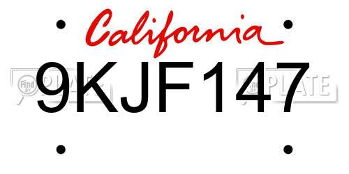 9KJF147 California License Plate