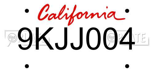 9KJJ004 California License Plate