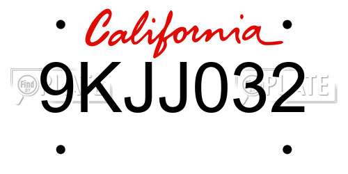 9KJJ032 California License Plate