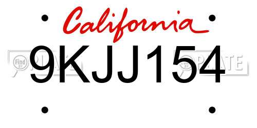 9KJJ154 California License Plate