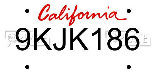 9KJK186 California License Plate