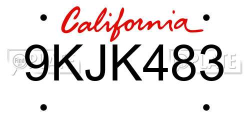 9KJK483 California License Plate