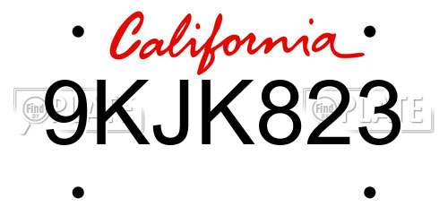9KJK823 California License Plate