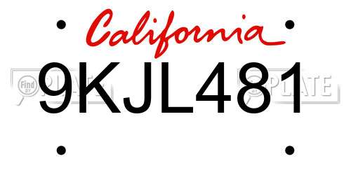 9KJL481 California License Plate