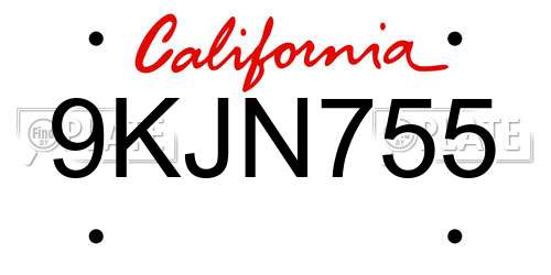 9KJN755 California License Plate