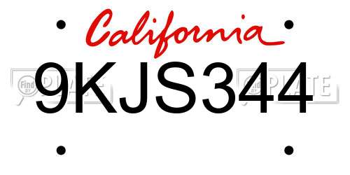 9KJS344 California License Plate