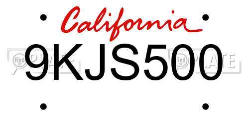 9KJS500 California License Plate