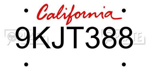 9KJT388 California License Plate