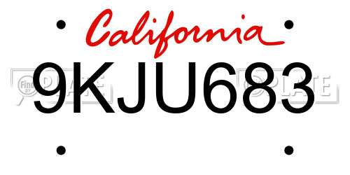 9KJU683 California License Plate