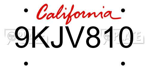 9KJV810 California License Plate