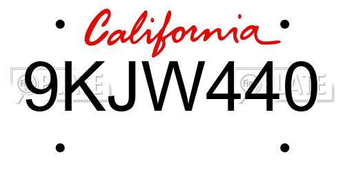 9KJW440 California License Plate