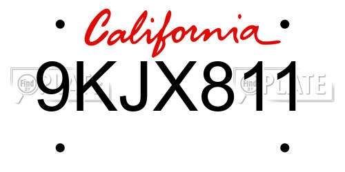 9KJX811 California License Plate