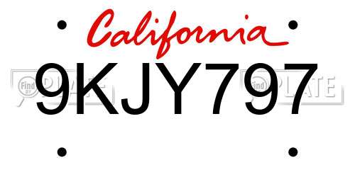 9KJY797 California License Plate