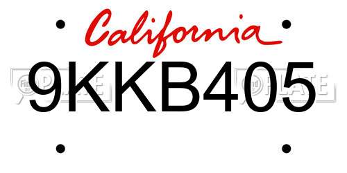 9KKB405 California License Plate