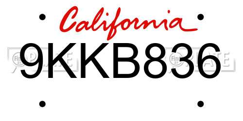 9KKB836 California License Plate