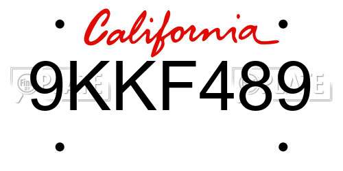 9KKF489 California License Plate