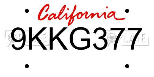 9KKG377 California License Plate