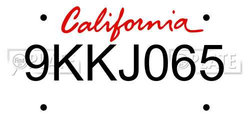 9KKJ065 California License Plate