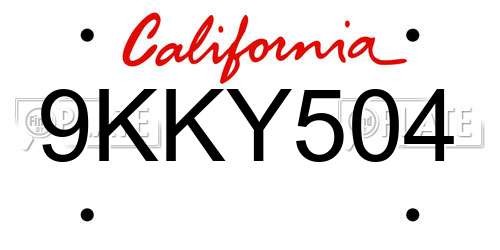9KKY504 California License Plate