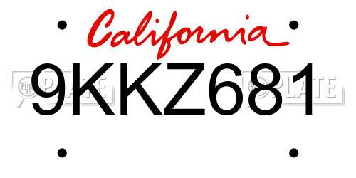 9KKZ681 California License Plate