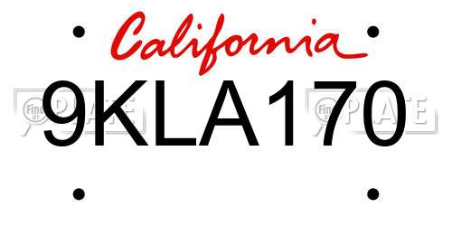 9KLA170 California License Plate