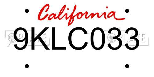 9KLC033 California License Plate