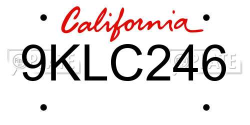9KLC246 California License Plate