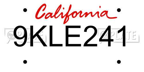9KLE241 California License Plate