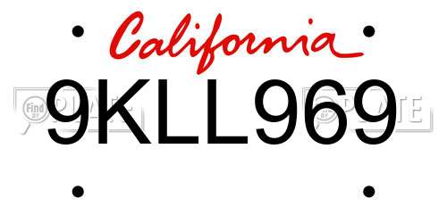 9KLL969 California License Plate