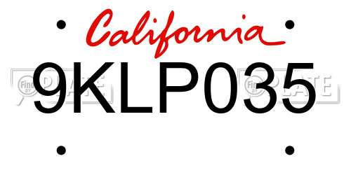 9KLP035 California License Plate