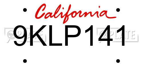 9KLP141 California License Plate