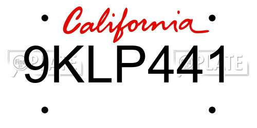 9KLP441 California License Plate