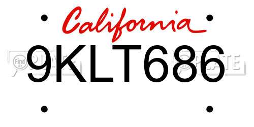 9KLT686 California License Plate