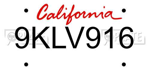 9KLV916 California License Plate