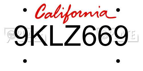 9KLZ669 California License Plate