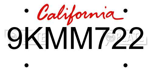 9KMM722 California License Plate